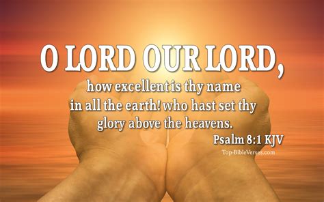 Psalm 8 King James Version 8 O Lord, our Lord, how excellent is thy name in all the earth who hast set thy glory above the heavens. . Kjv psalm 8